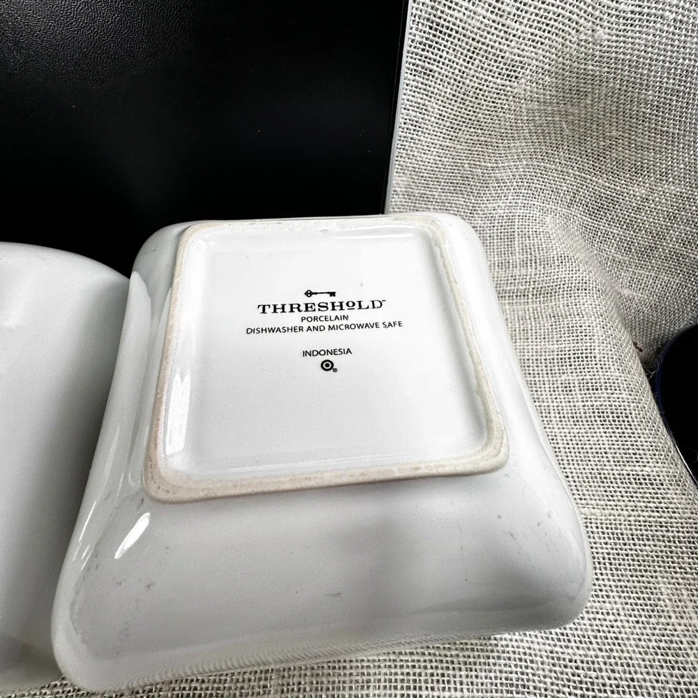 Target Home Threshold White Square Porcelain Cereal Soup Bowls Set of 4 6.25in